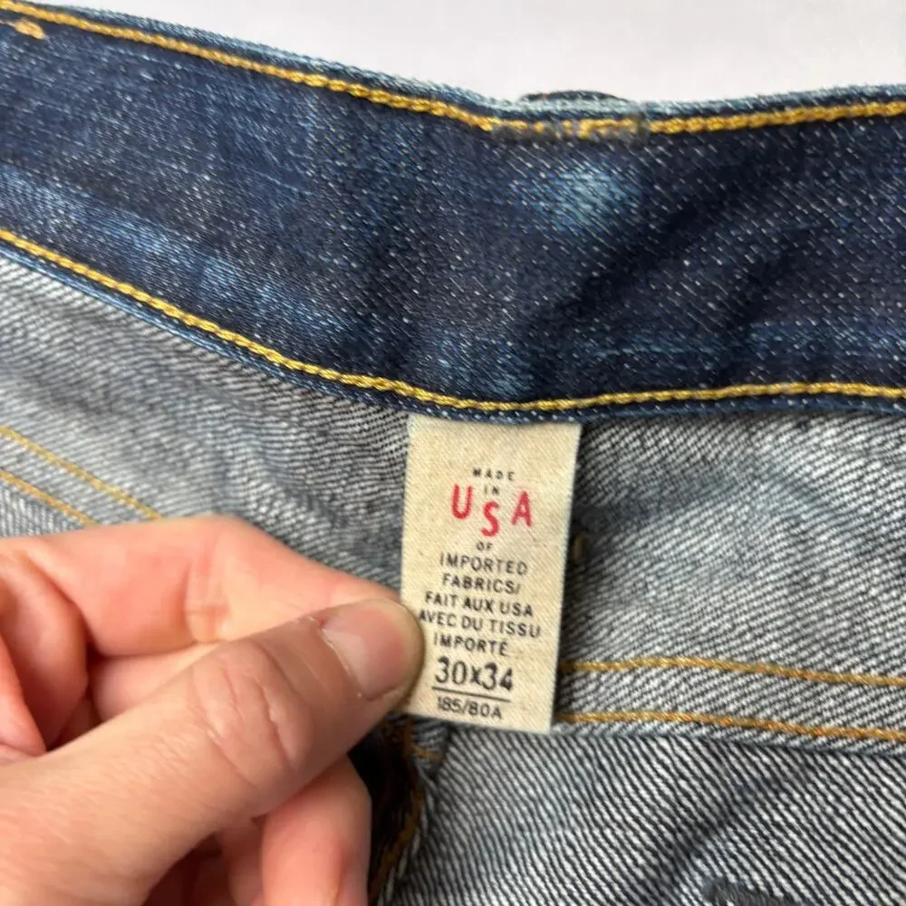 RRL Double RL Slim Fit Japan Woven Selvedge Denim Jeans Men's 30x34 Whiskering
